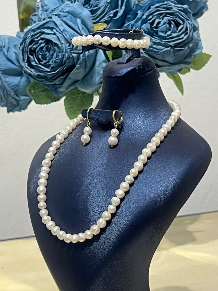 "Trio parure perles djouher collier bracelet boucles Brava Bijoux".