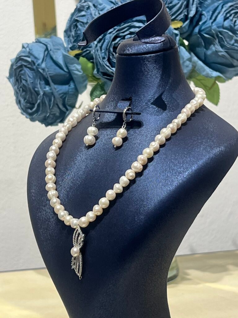 "Parure collier et boucles perle djouher argent Brava Bijoux"