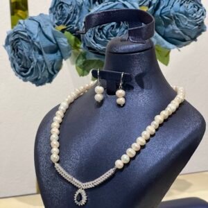 duo en perle de djouher motif long en argent