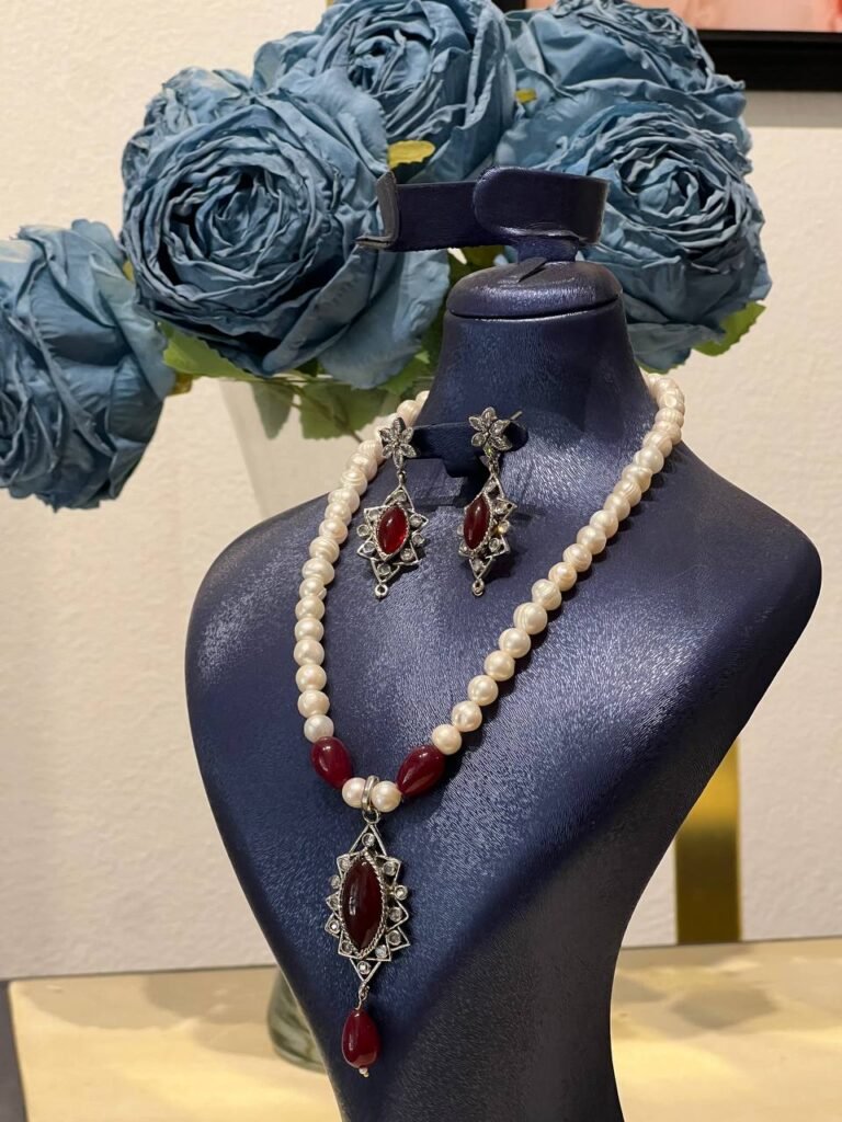 "Duo collier boucles victorien argent bronze perle Brava Bijoux".